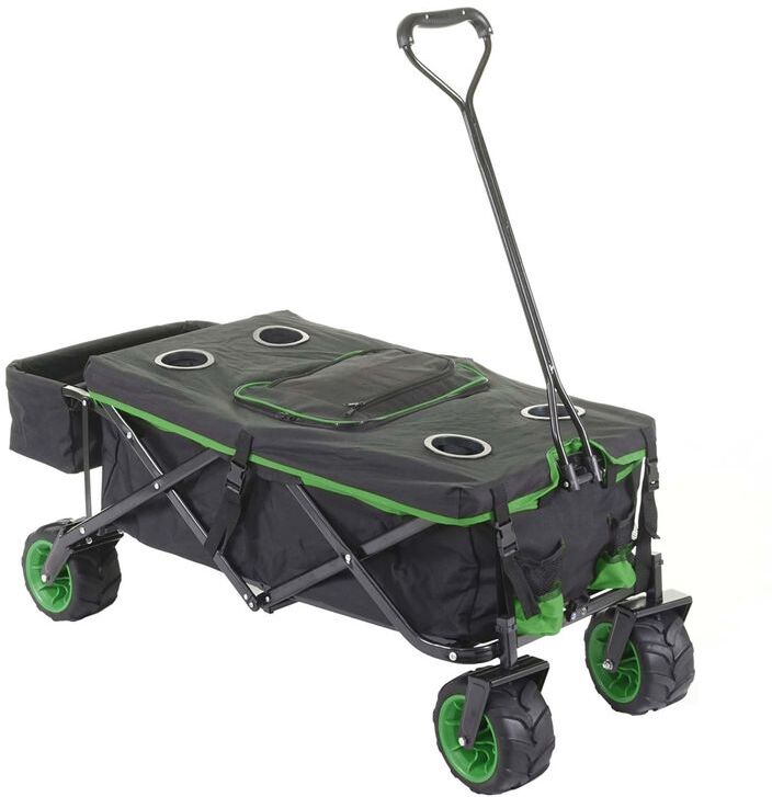 HHG Chariot pliable 425, charette à bras, pneus tout terrain ~ avec recouvrement et HHG Chariot pliable 425, charette à bras, pneus tout terrain ~ avec recouvrement et