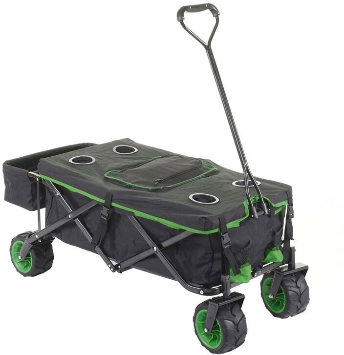 HHG Chariot pliable 425, charette à bras, pneus tout terrain ~ avec recouvrement et