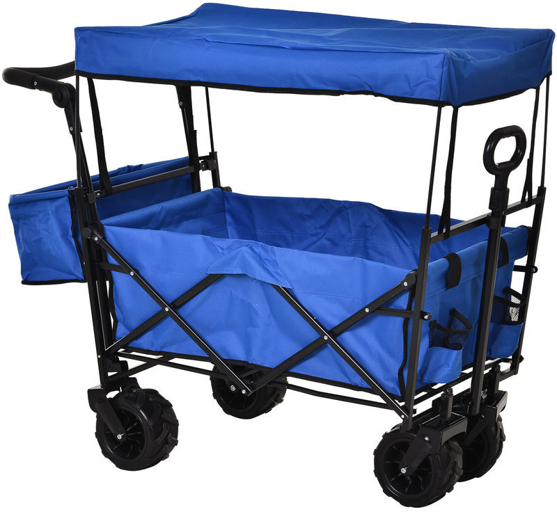 Outsunny - Chariot pliant avec toit, poignée, panier - chariot de plage Outsunny - Chariot pliant avec toit, poignée, panier - chariot de plage
