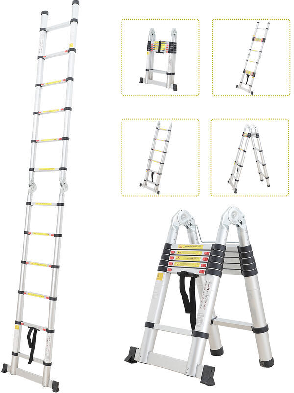 TODECO Escabeau, Échelle Multifonction, 3,8 mètre(s), Barre stabilisatrice, EN 131,