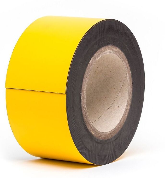 Certeo - Etiquettes magnétiques - coloris jaune, sur rouleaux - hauteur 70 mm, Certeo - Etiquettes magnétiques - coloris jaune, sur rouleaux - hauteur 70 mm,