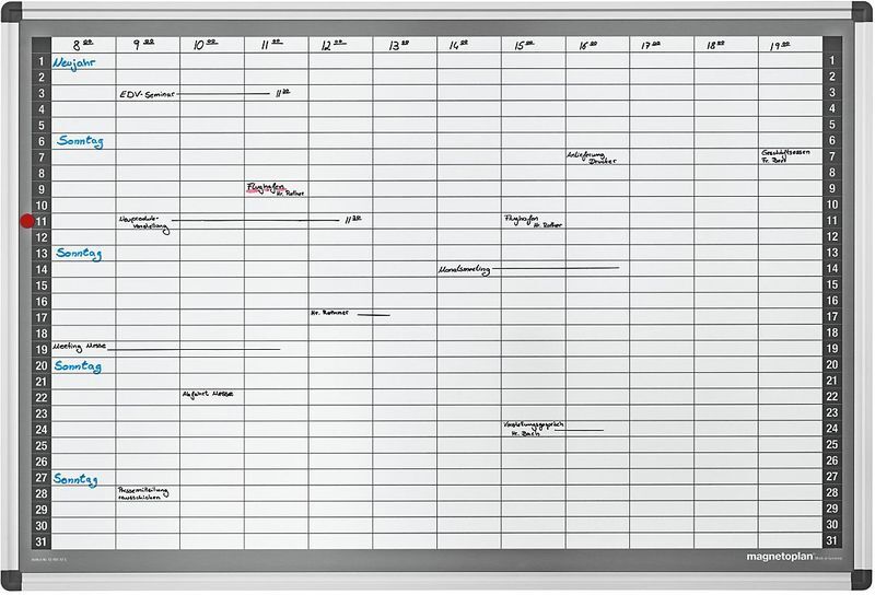 MAGNETOPLAN ® Kit de planning mensuel - type CC - l x h 920 x 625 mm - Coloris cadre: