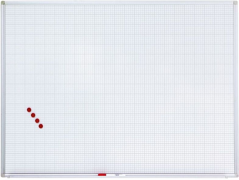 CERTEO Tableau quadrillé - magnétique - l x h 900 x 600 mm, trame 10 x 10 / 50 x 50 mm