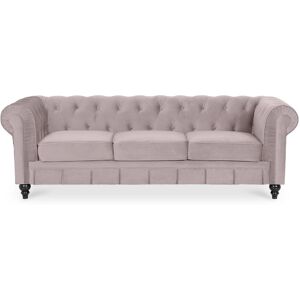 Canape Chesterfield Velours 3 Places Altesse Taupe