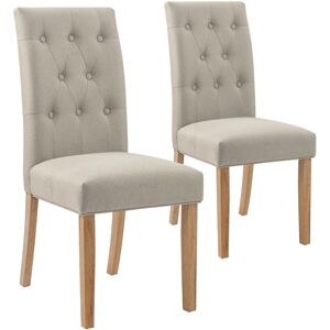 Lot de 2 chaises capitonnées Gaya tissu beige