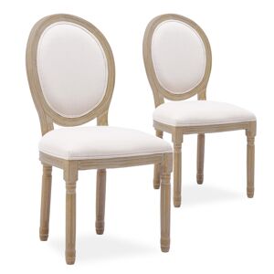 Lot de 2 chaises médaillon Louis XVI tissu Beige