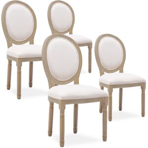 Lot de 4 chaises médaillon Louis XVI tissu Beige