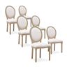 Lot de 6 chaises médaillon Louis XVI tissu Beige