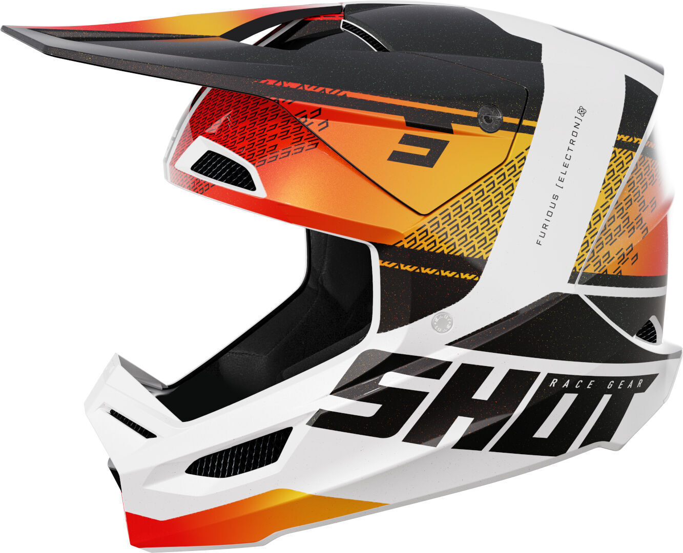 Shot Furious Electron Casque de motocross Blanc Orange taille : M