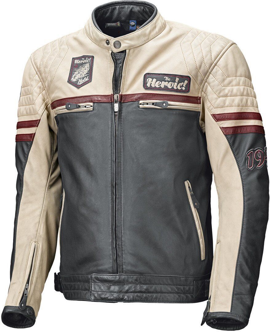 Held Baker Veste de moto en cuir Noir Beige taille : 50