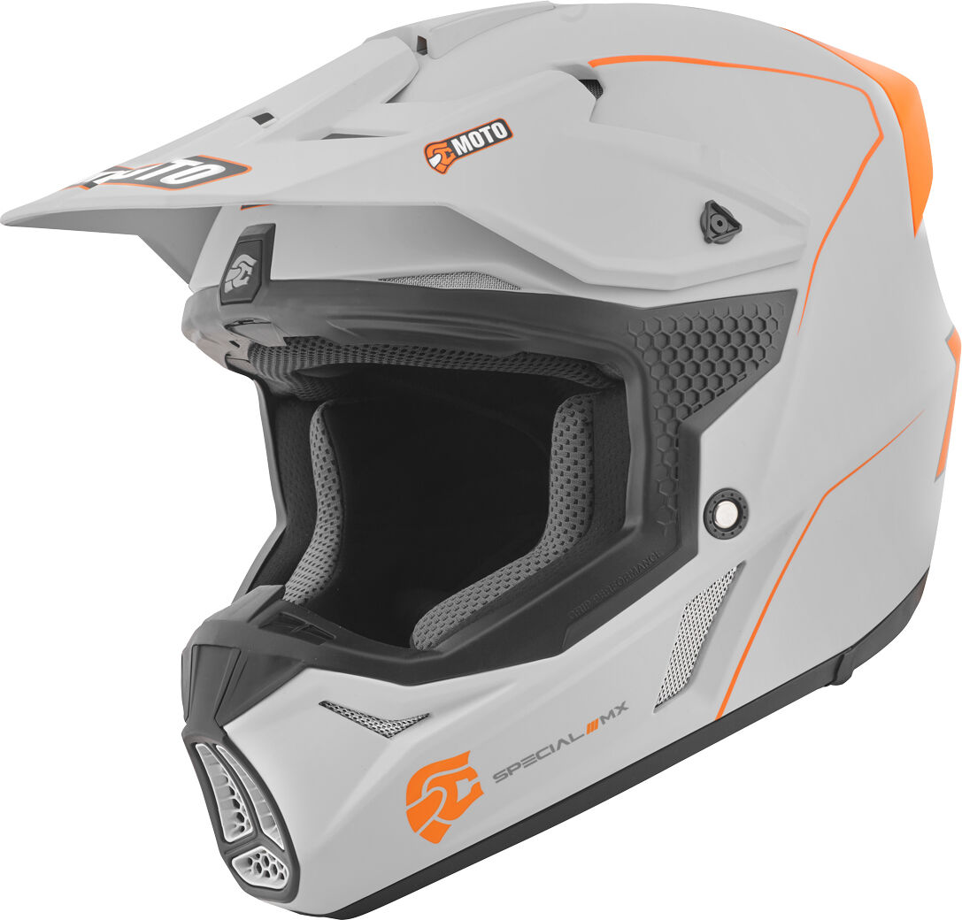 FC-Moto Merkur Straight Casque de motocross Gris Orange taille : L