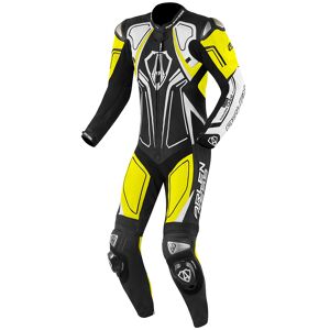 Arlen Ness Conquest Combinaison cuir de moto une piece Noir Blanc Jaune taille 50