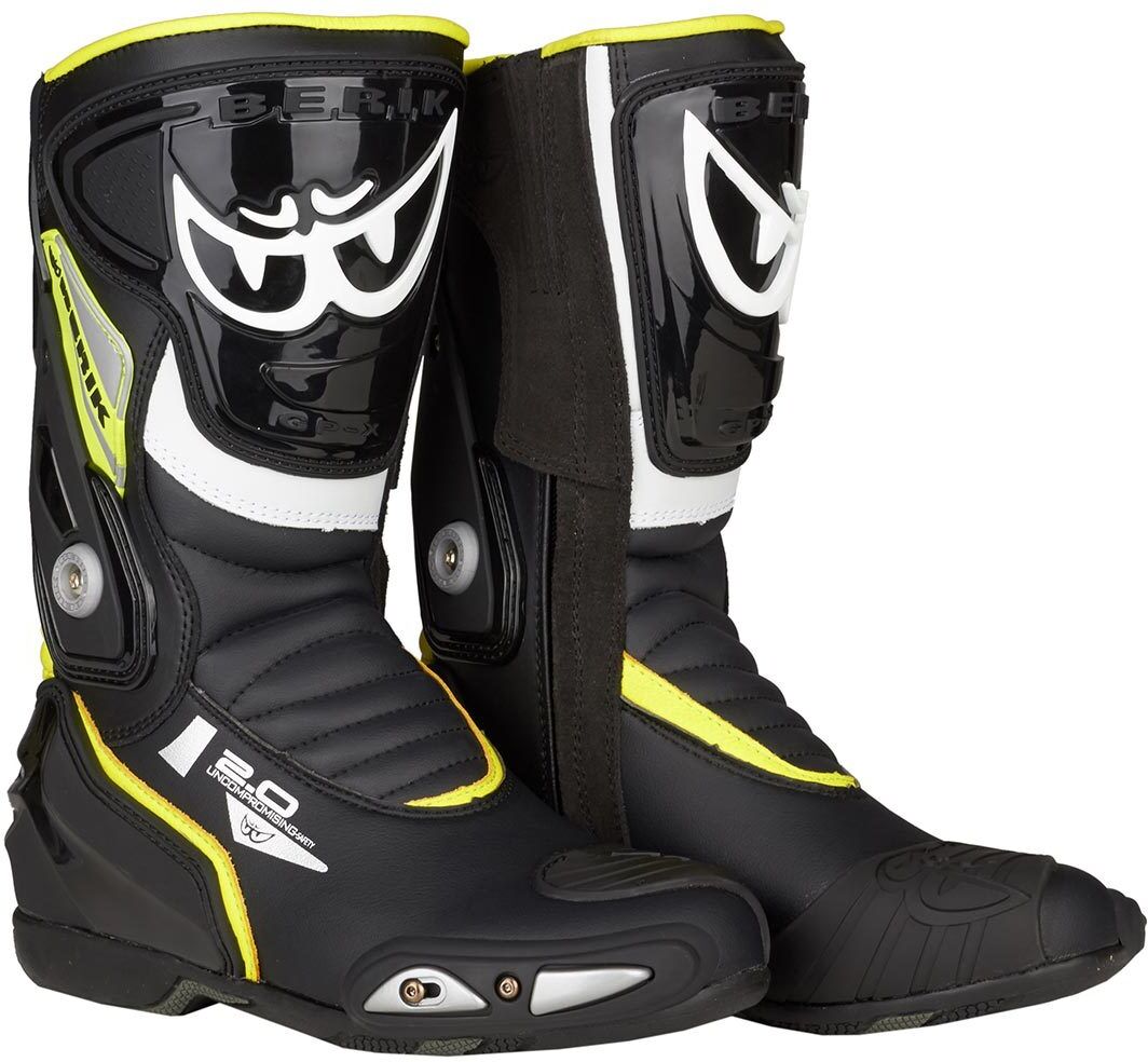 Berik Shaft 2.0 Bottes de moto Noir Jaune taille : 47