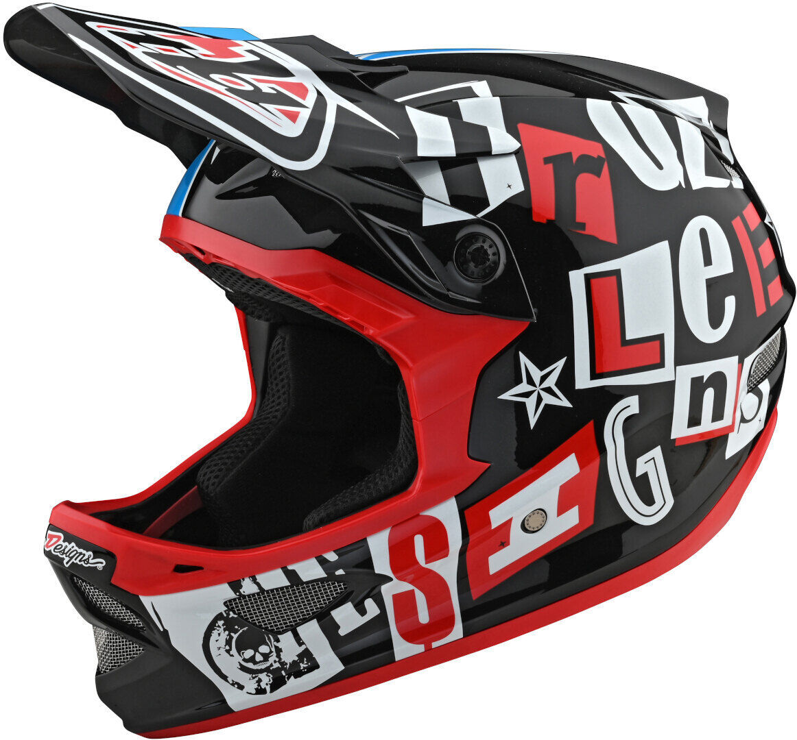 Troy Lee Designs D3 Fiberlite Anarchy Casque de descente Noir Blanc Rouge taille : M