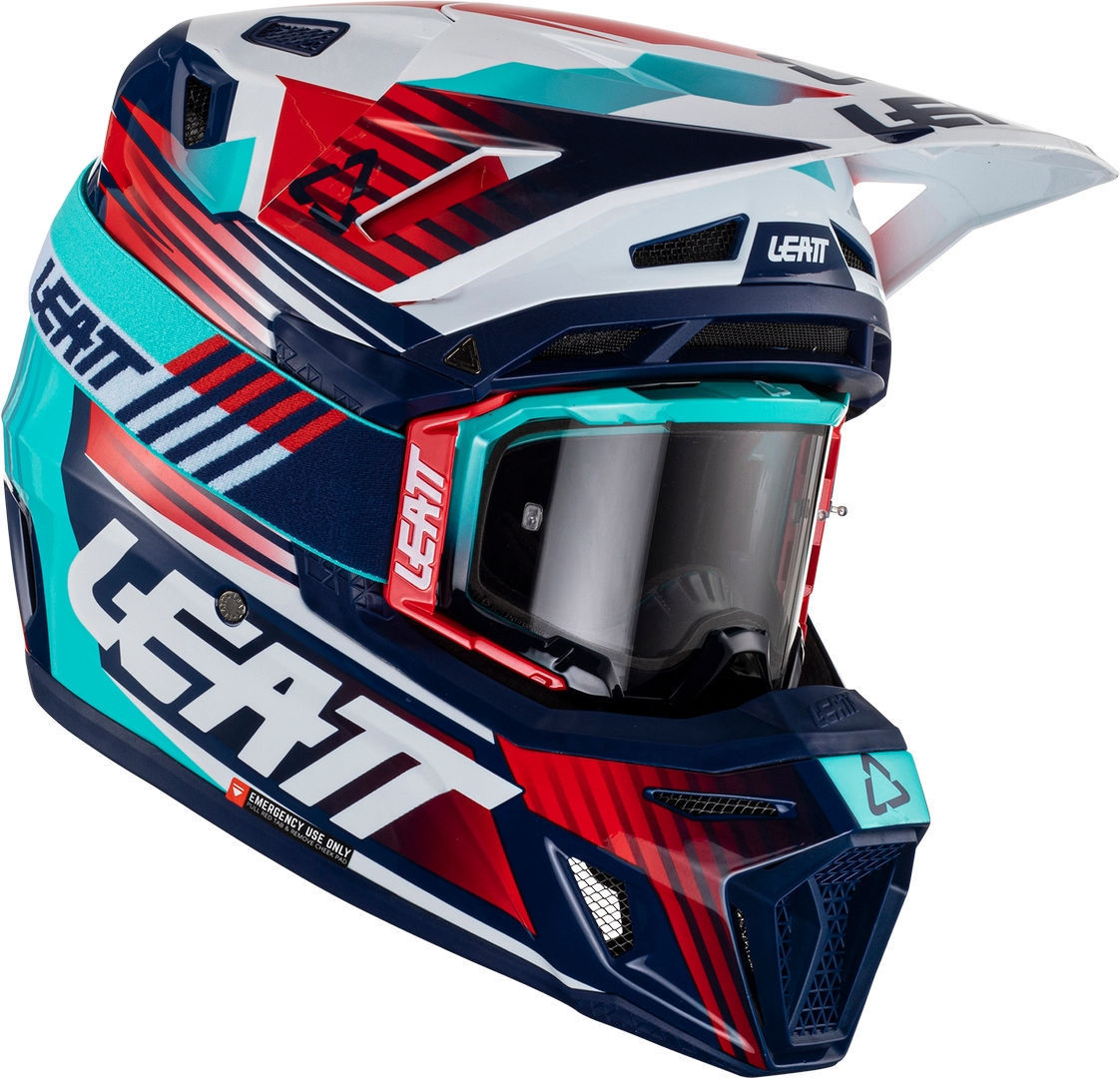 Leatt Moto 8.5 V22 Composite Casque de motocross avec lunettes Rouge Bleu taille : M