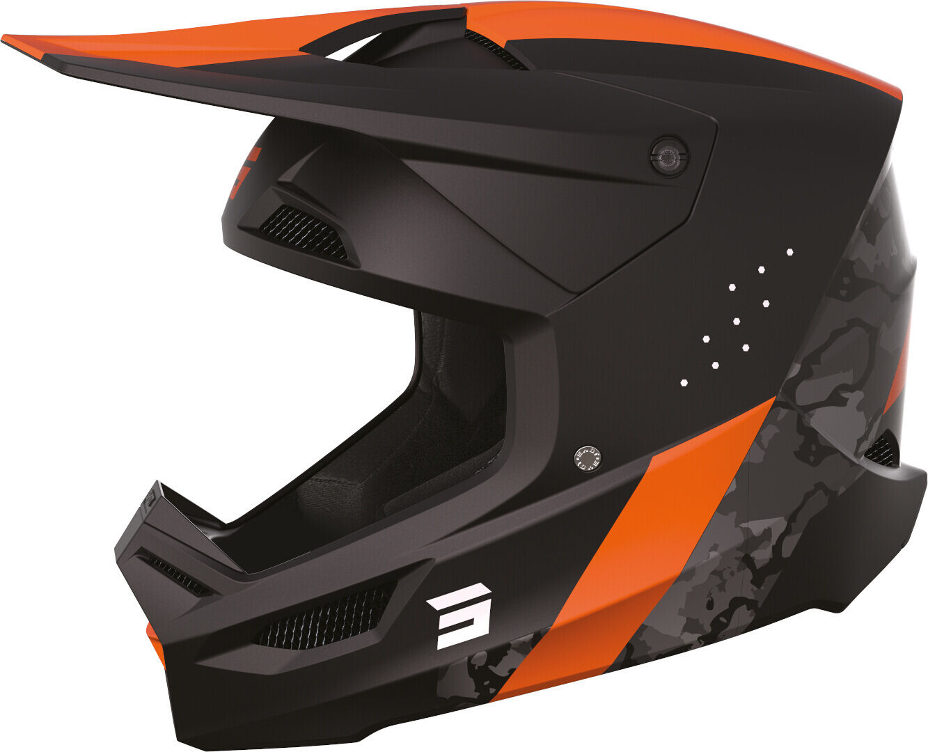 Shot Race Camo Casque de motocross Noir Orange taille : S