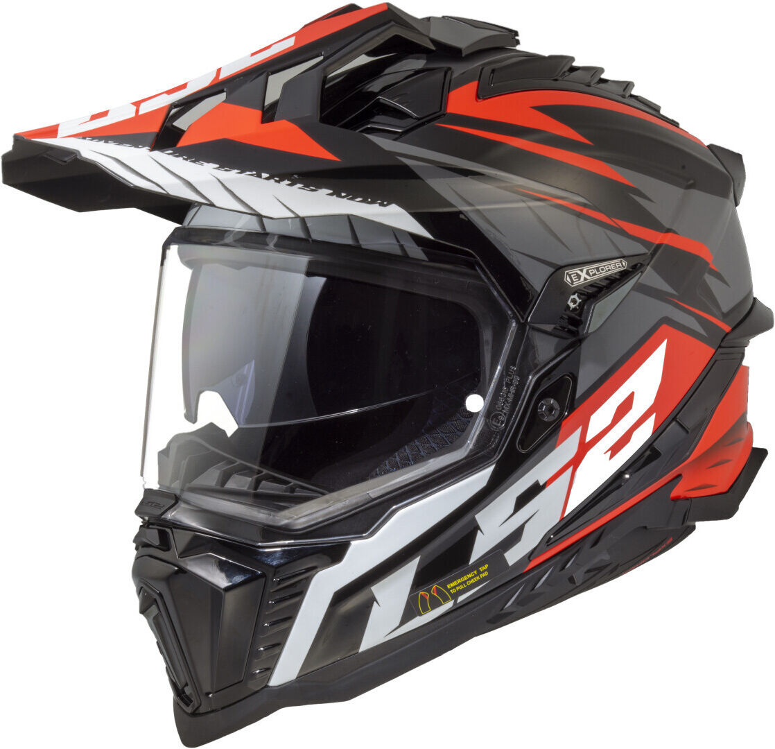 LS2 MX701 Explorer Spire Casque de motocross Noir Gris Rouge taille : S