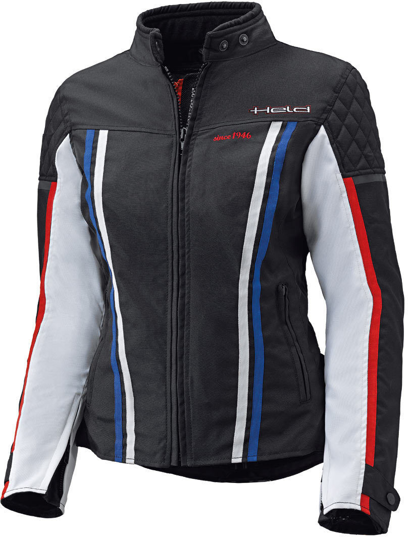 Held Jill Veste Textile Mesdames Noir Blanc Rouge Bleu taille : XS Held Jill Veste Textile Mesdames Noir Blanc Rouge Bleu taille : XS