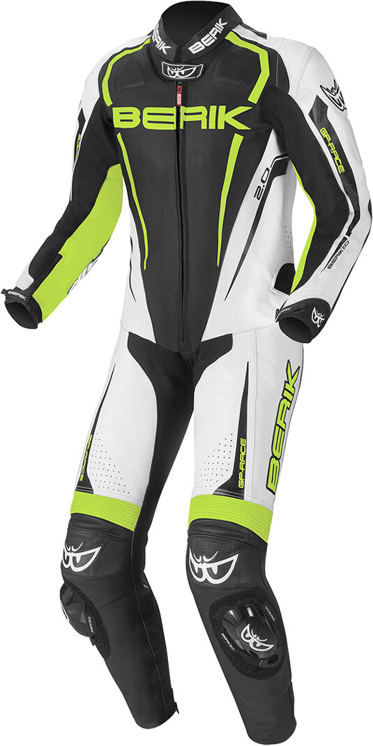 Berik Race-X Costume en cuir de moto d'une pièce Noir Blanc Jaune taille : 50 Berik Race-X Costume en cuir de moto d'une pièce Noir Blanc Jaune taille : 50