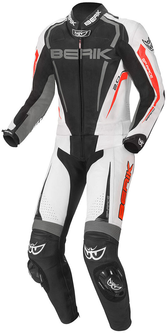 Berik Race-X Costume en cuir de moto deux pièces Noir Gris Rouge taille : 48