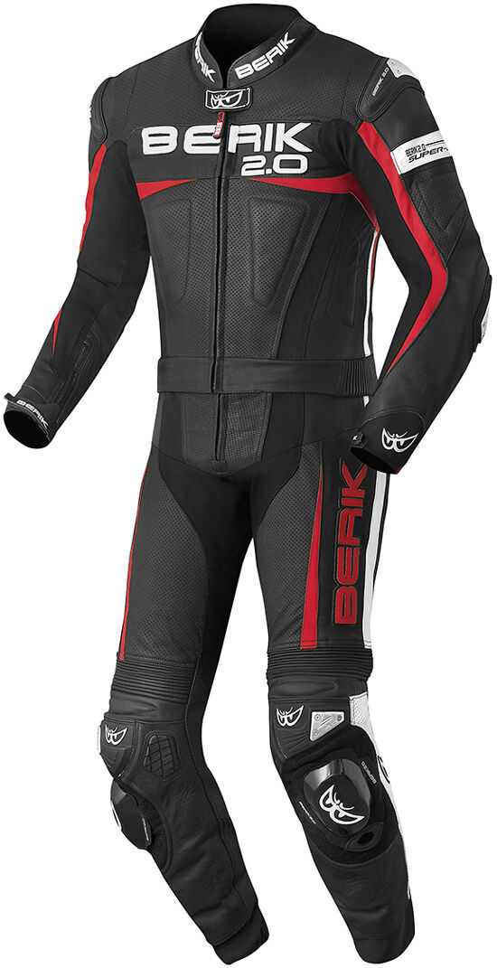 Berik Flumatic Evo 2017 Two Piece Motorcycle Leather Suit Costume en cuir de moto de deux pièces Noir Blanc Rouge taille : 48