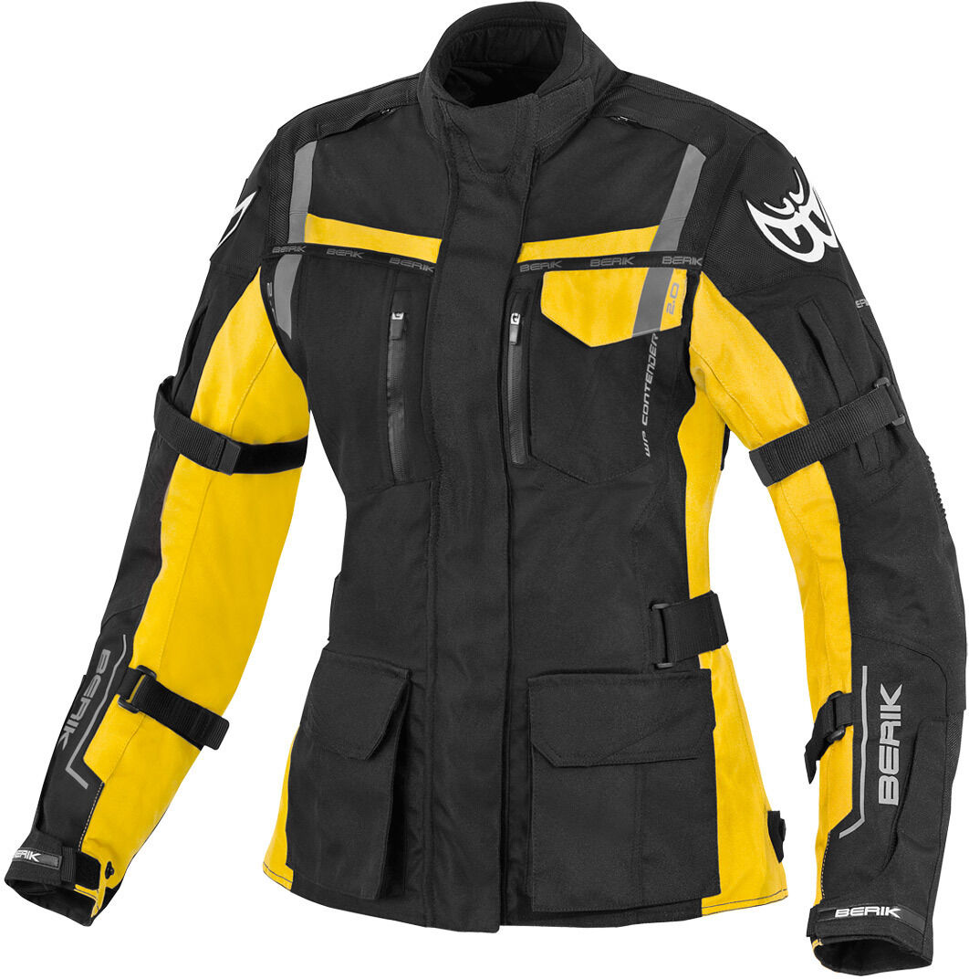 Berik Torino Veste imperméable à l'eau de textile de moto de dames Noir Jaune taille : 40