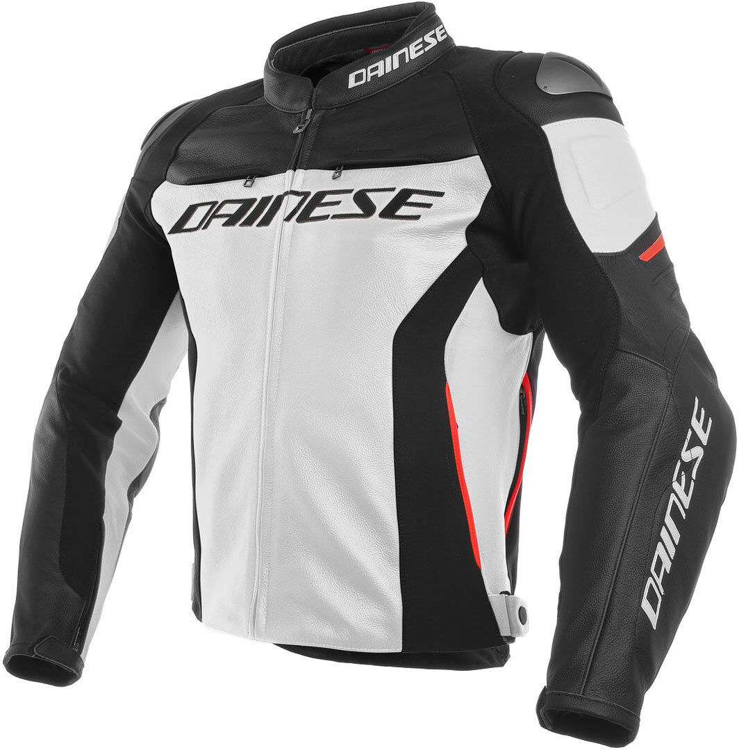 Dainese Racing 3 Veste en cuir de moto Noir Blanc Rouge taille : 56 Dainese Racing 3 Veste en cuir de moto Noir Blanc Rouge taille : 56