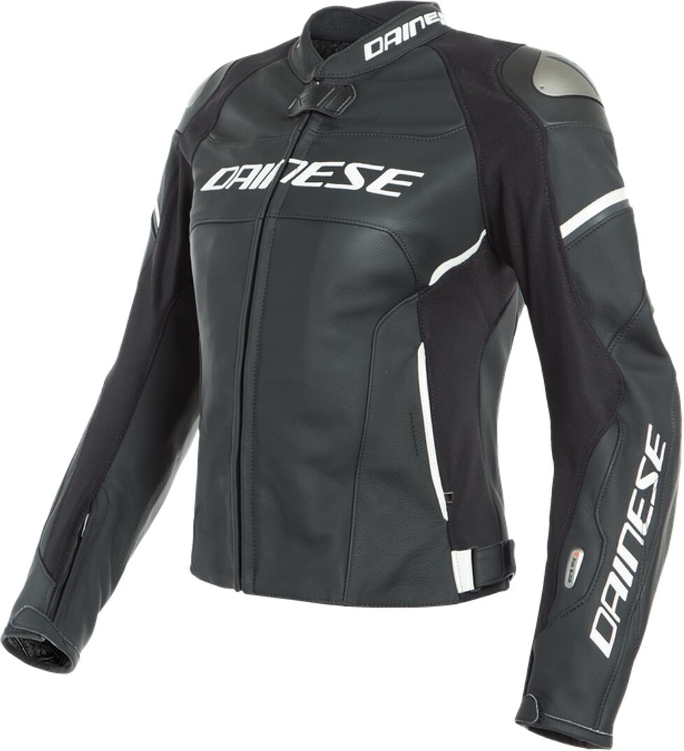 Dainese Racing 3 Lady D-Air® Airbag Veste de moto en cuir de dames Noir Blanc taille : 42 Dainese Racing 3 Lady D-Air® Airbag Veste de moto en cuir de dames Noir Blanc taille : 42