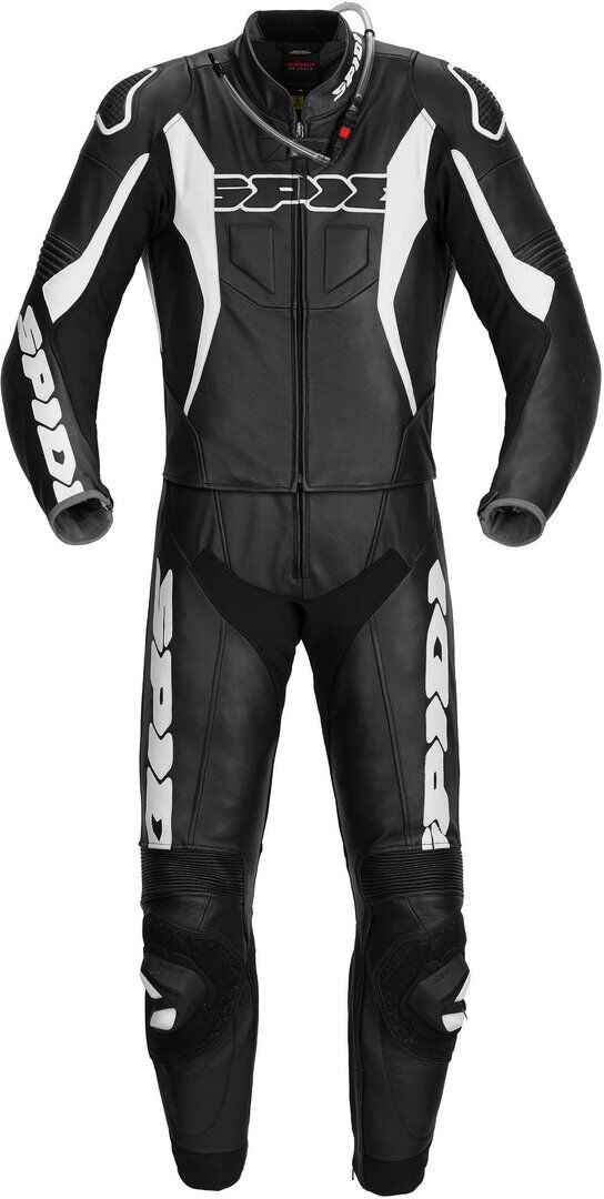 Spidi Sport Warrior Touring Two Piece Costume en cuir de moto Noir Blanc taille : 58 Spidi Sport Warrior Touring Two Piece Costume en cuir de moto Noir Blanc taille : 58