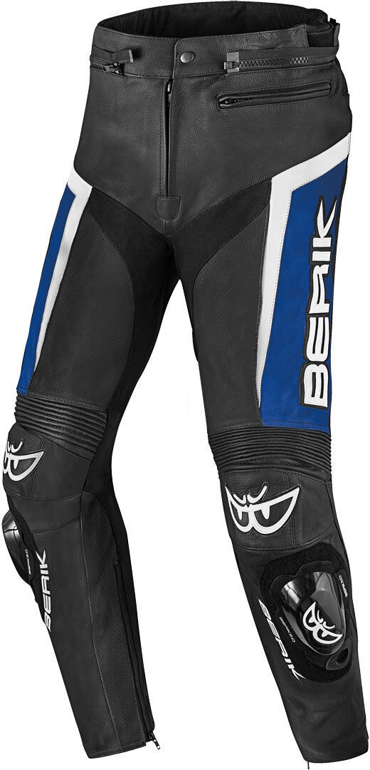 Berik Misle Pantalon de moto en cuir Noir Blanc Bleu taille : 54 Berik Misle Pantalon de moto en cuir Noir Blanc Bleu taille : 54