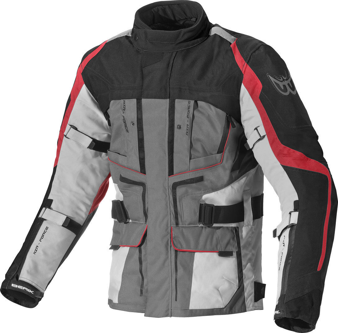 Berik Safari Veste textile de moto imperméable à l'eau Noir Rouge taille : 48 Berik Safari Veste textile de moto imperméable à l'eau Noir Rouge taille : 48