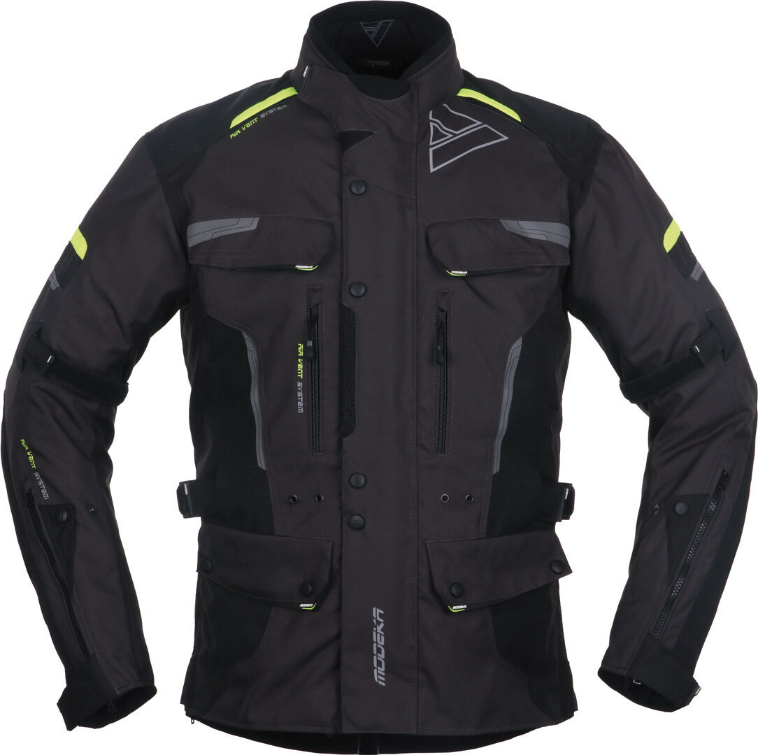 Modeka Chinuk Veste Textile moto Noir Gris Jaune taille : XS Modeka Chinuk Veste Textile moto Noir Gris Jaune taille : XS