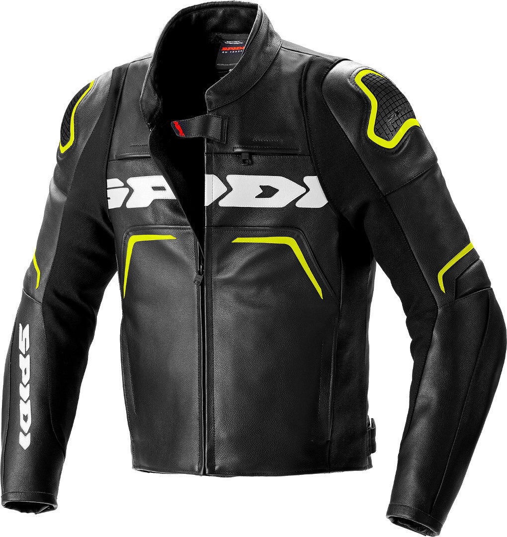 Spidi Evorider 2 Veste en cuir de moto Noir Jaune taille : 52 Spidi Evorider 2 Veste en cuir de moto Noir Jaune taille : 52
