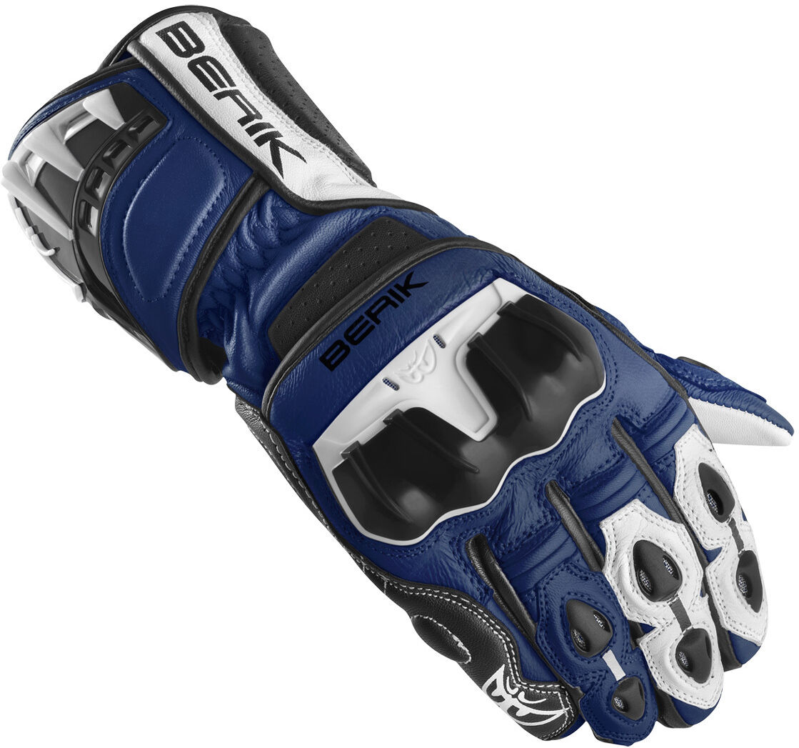 Berik Track Plus Gants de moto Noir Blanc Bleu taille : 2XL Berik Track Plus Gants de moto Noir Blanc Bleu taille : 2XL