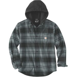 Carhartt Flannel Fleece Lined Hooded Chemise Gris taille M