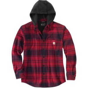 Carhartt Flannel Fleece Lined Hooded Chemise Rouge taille L