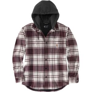 Carhartt Flannel Fleece Lined Hooded Chemise Blanc taille S