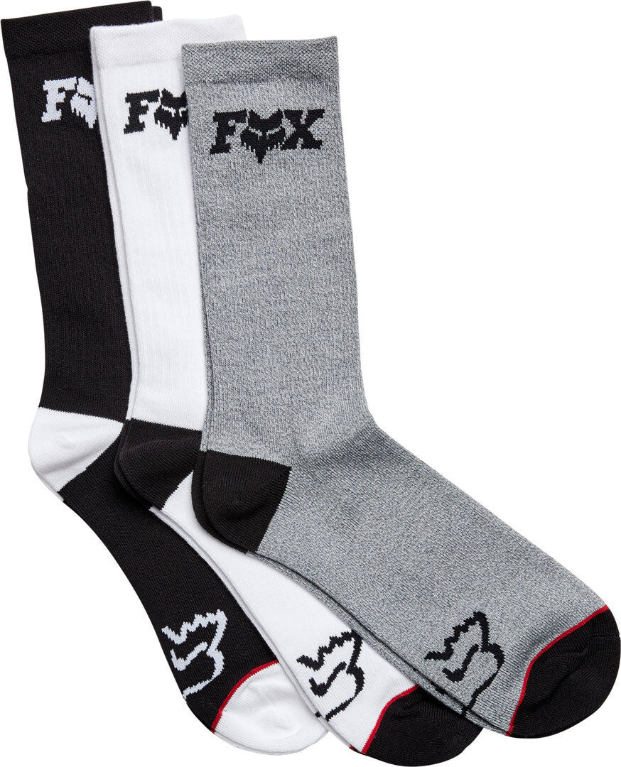 FOX FHead Crew Chaussettes Noir Gris Blanc taille : S M FOX FHead Crew Chaussettes Noir Gris Blanc taille : S M