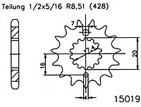 EsJOT Chain pinion, 18 dents taille :