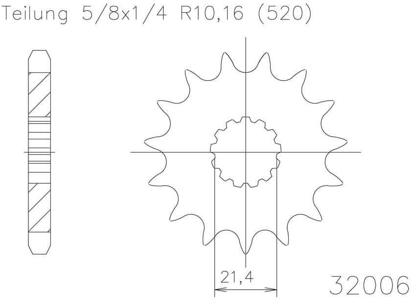 EsJOT Chain pinion, 14 dents taille :