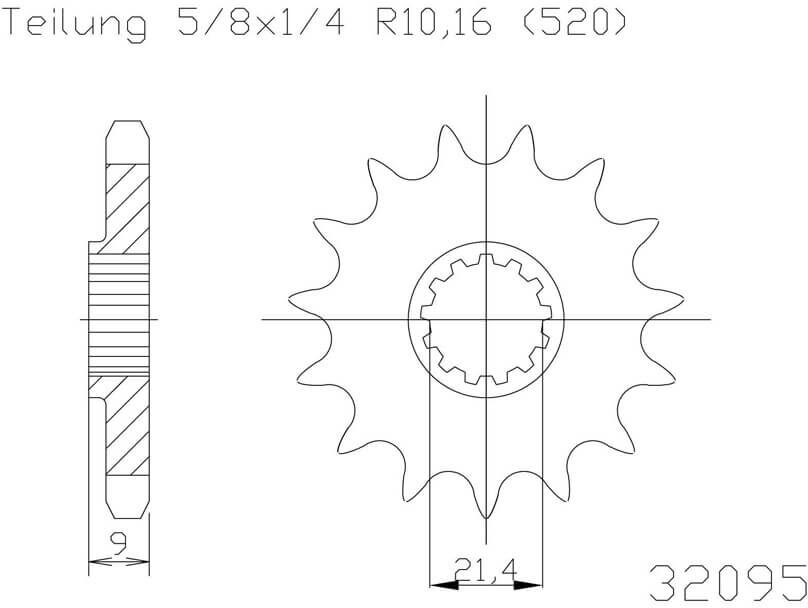 Pinion de chaîne ESJOT, 12 dents taille :