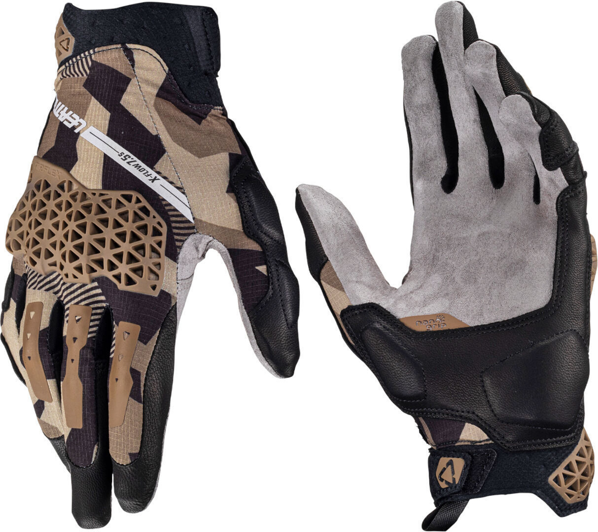 Leatt ADV X-Flow 7.5 Camo Short Gants de moto Noir Brun taille : S