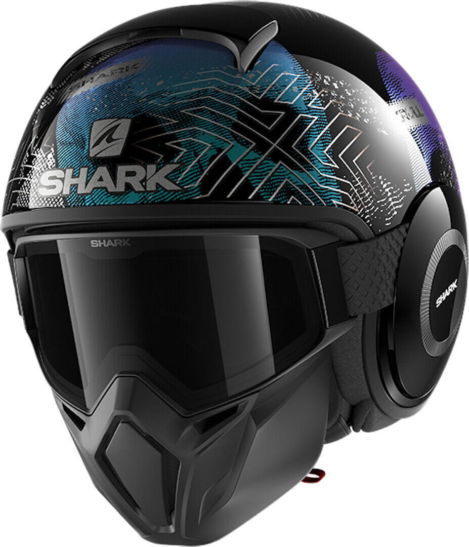 Shark Street-Drak Krull Casque jet Noir Vert Bleu taille : XS