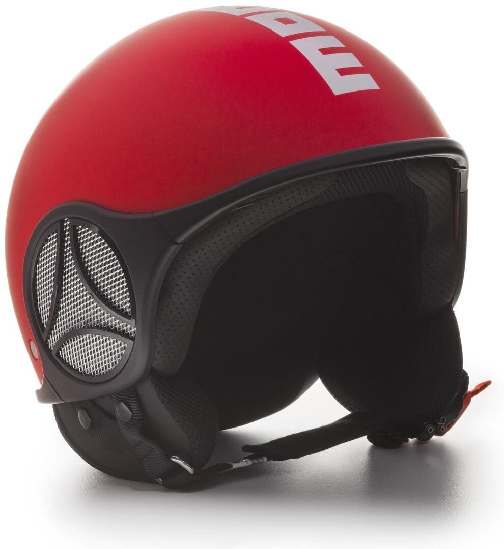 MOMO Minimomo Red Matt Logo White Casque jet Rouge taille : 2XS MOMO Minimomo Red Matt Logo White Casque jet Rouge taille : 2XS