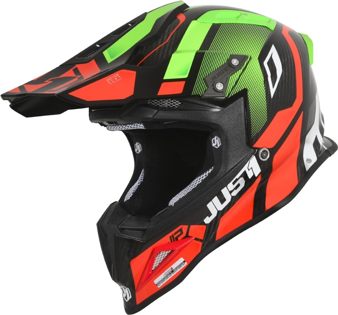 Just1 J12 Vector Casque de motocross Noir Rouge Vert taille : L Just1 J12 Vector Casque de motocross Noir Rouge Vert taille : L