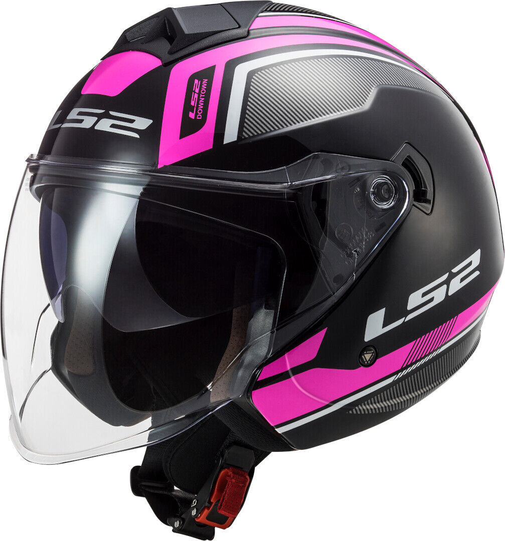 LS2 OF573 Twister II Flix Casque jet Noir Rose taille : XS LS2 OF573 Twister II Flix Casque jet Noir Rose taille : XS