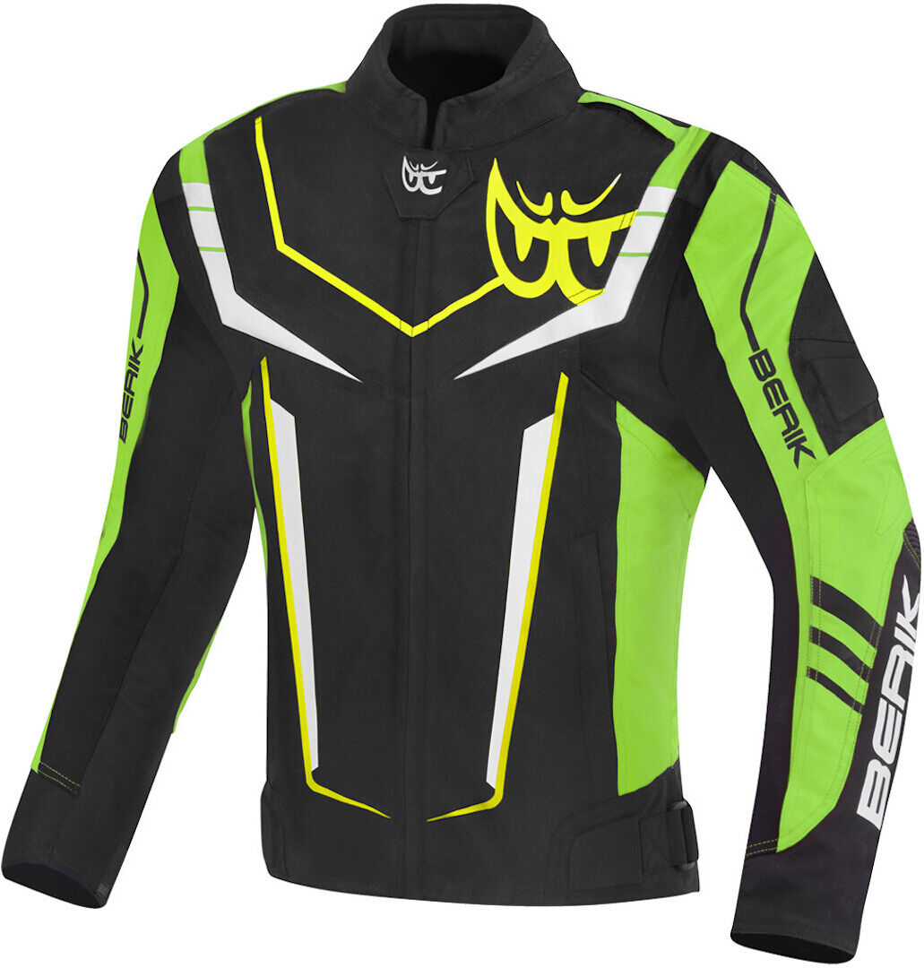 Berik Radic Evo Plus Veste textile de moto imperméable à l’eau Noir Vert Jaune taille : 48 Berik Radic Evo Plus Veste textile de moto imperméable à l’eau Noir Vert Jaune taille : 48