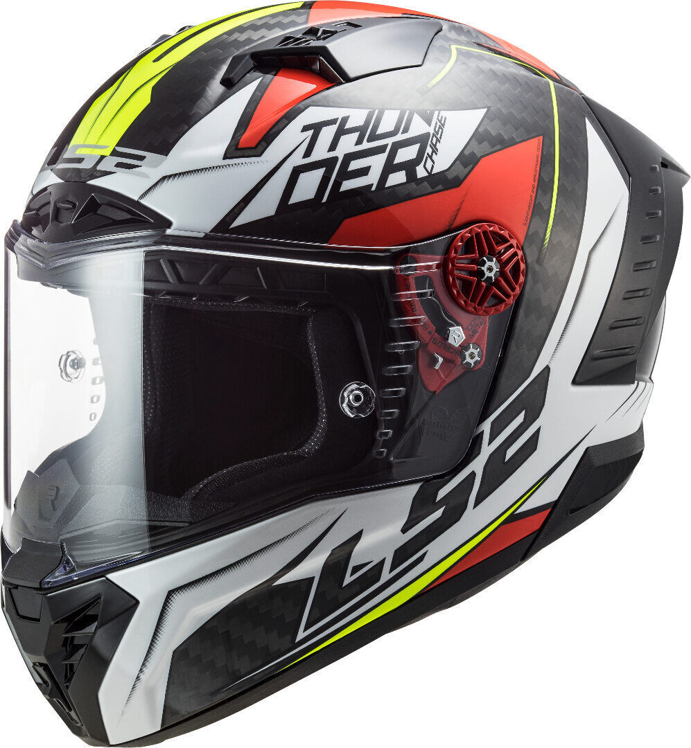 LS2 FF805 Thunder Chase Carbon Casque Blanc Rouge taille : S LS2 FF805 Thunder Chase Carbon Casque Blanc Rouge taille : S