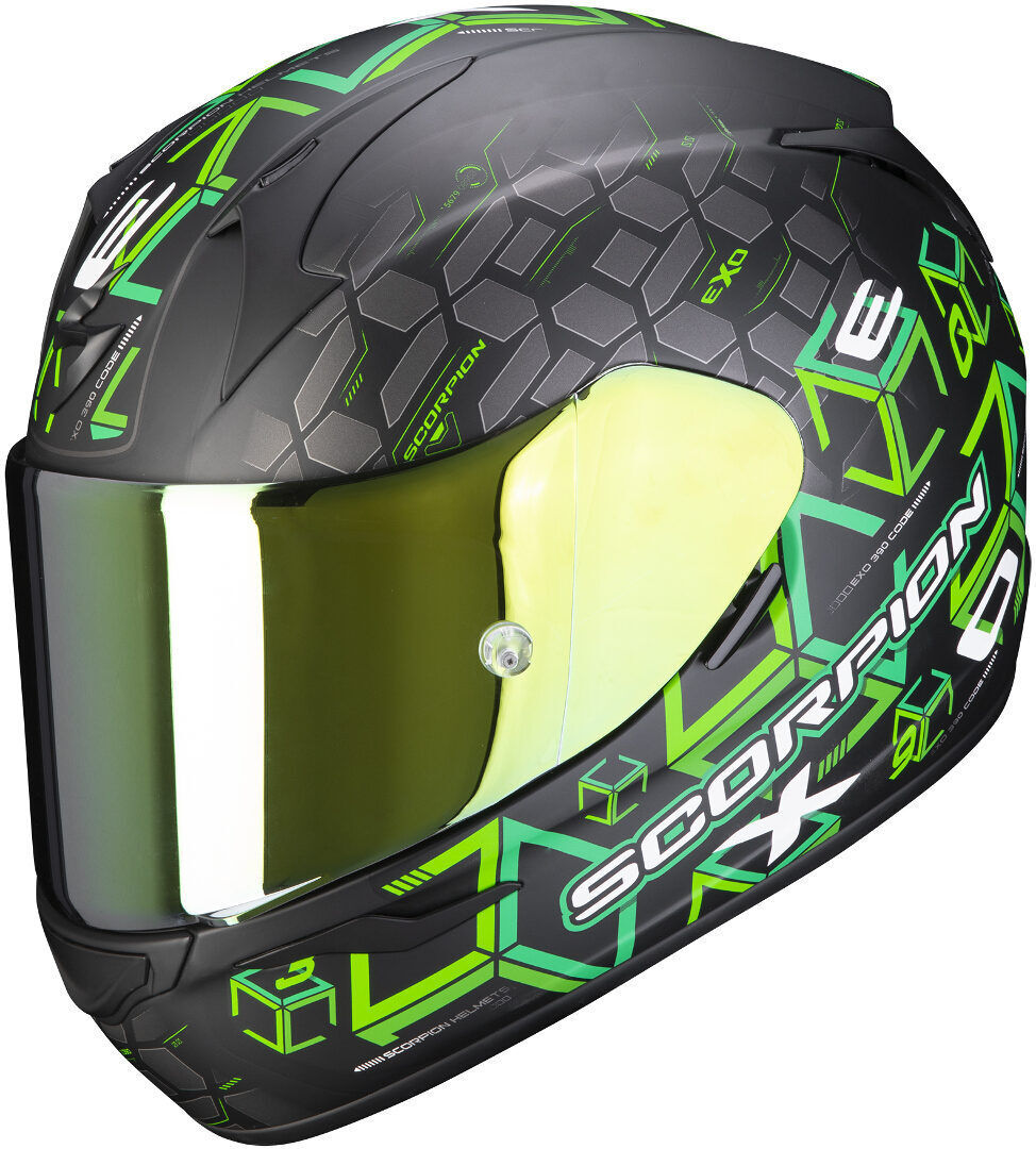 Scorpion Exo 390 Cube Casque Noir Vert taille : L Scorpion Exo 390 Cube Casque Noir Vert taille : L
