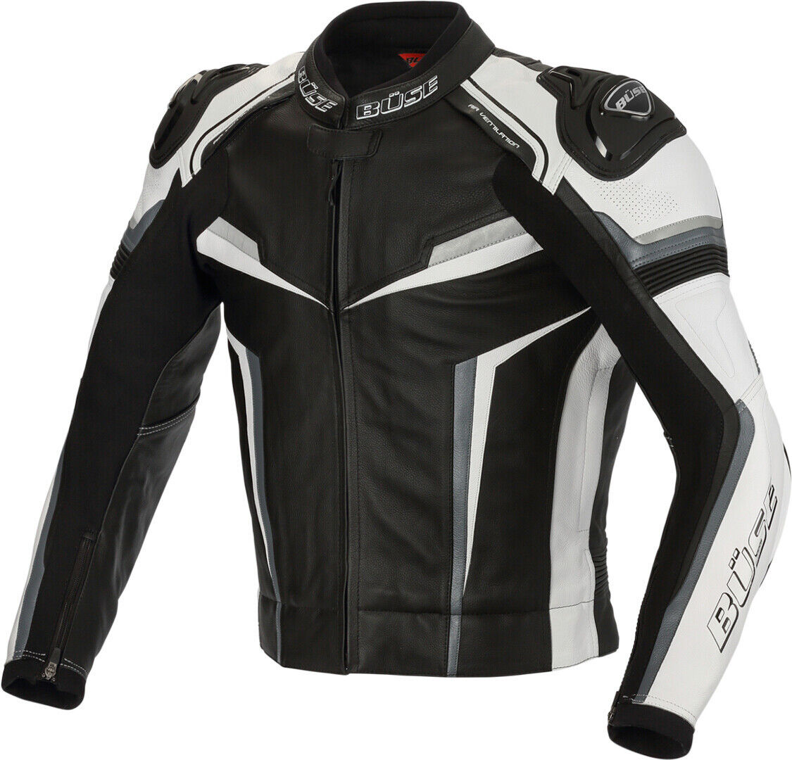 Büse Mille Veste en cuir de moto Noir Blanc taille : 2XL Büse Mille Veste en cuir de moto Noir Blanc taille : 2XL